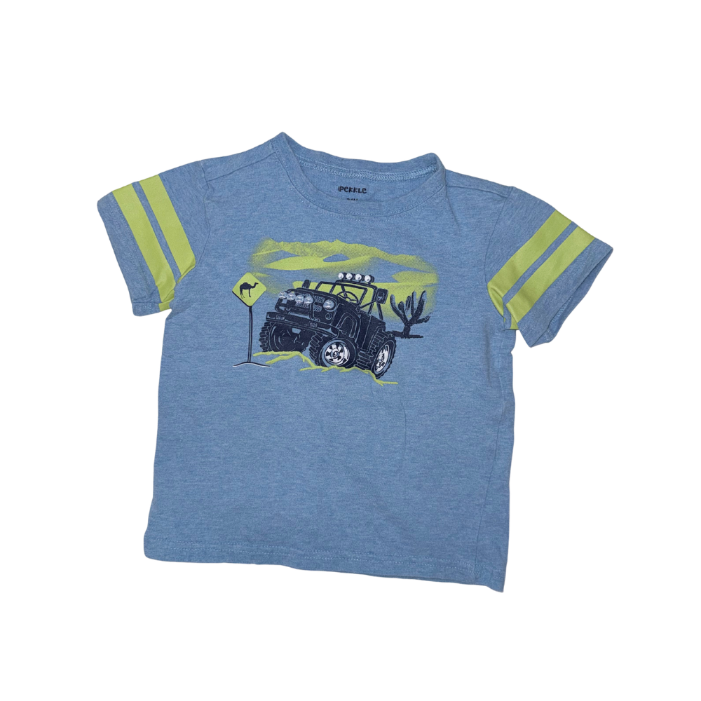 Light blue monster truck short-sleeve t-shirt | 18-24M