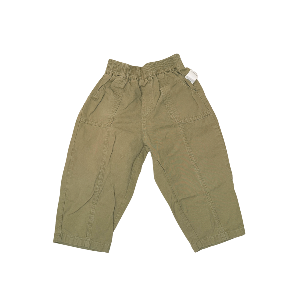 Olive green soft cargo pants | 2T