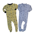 Set of 2 onesies | Yellow alien monsters & blue stars patterns | 18-24M