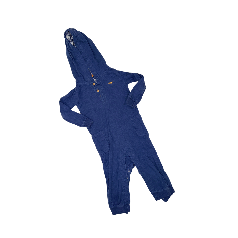 Blue romper with hoddie | 24M