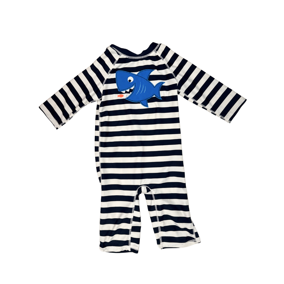 KoalaKid Striped Shark Print Hash guard | 18-24M