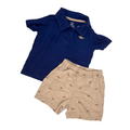 Carter's | Set Of 2 | Navy Polo & Tan Shorts with Dinosaurs Pattern | 24M