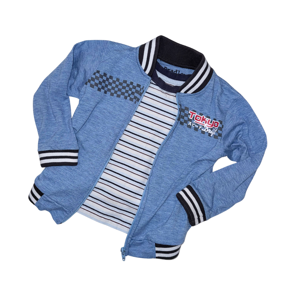 Striped short-sleeve t-shirt & light thin jacket | Set of 2 | 3T