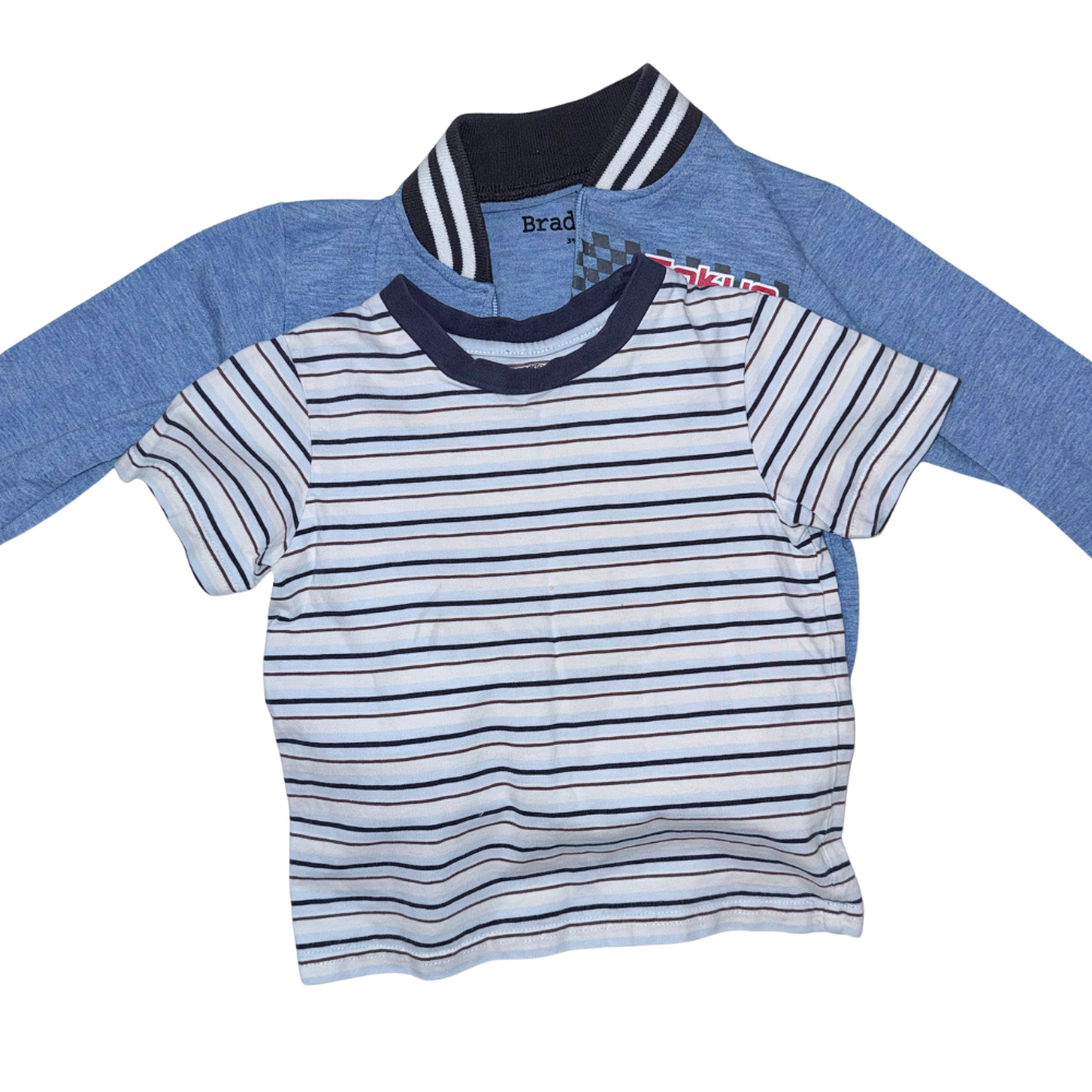 Striped short-sleeve t-shirt & light thin jacket | Set of 2 | 3T