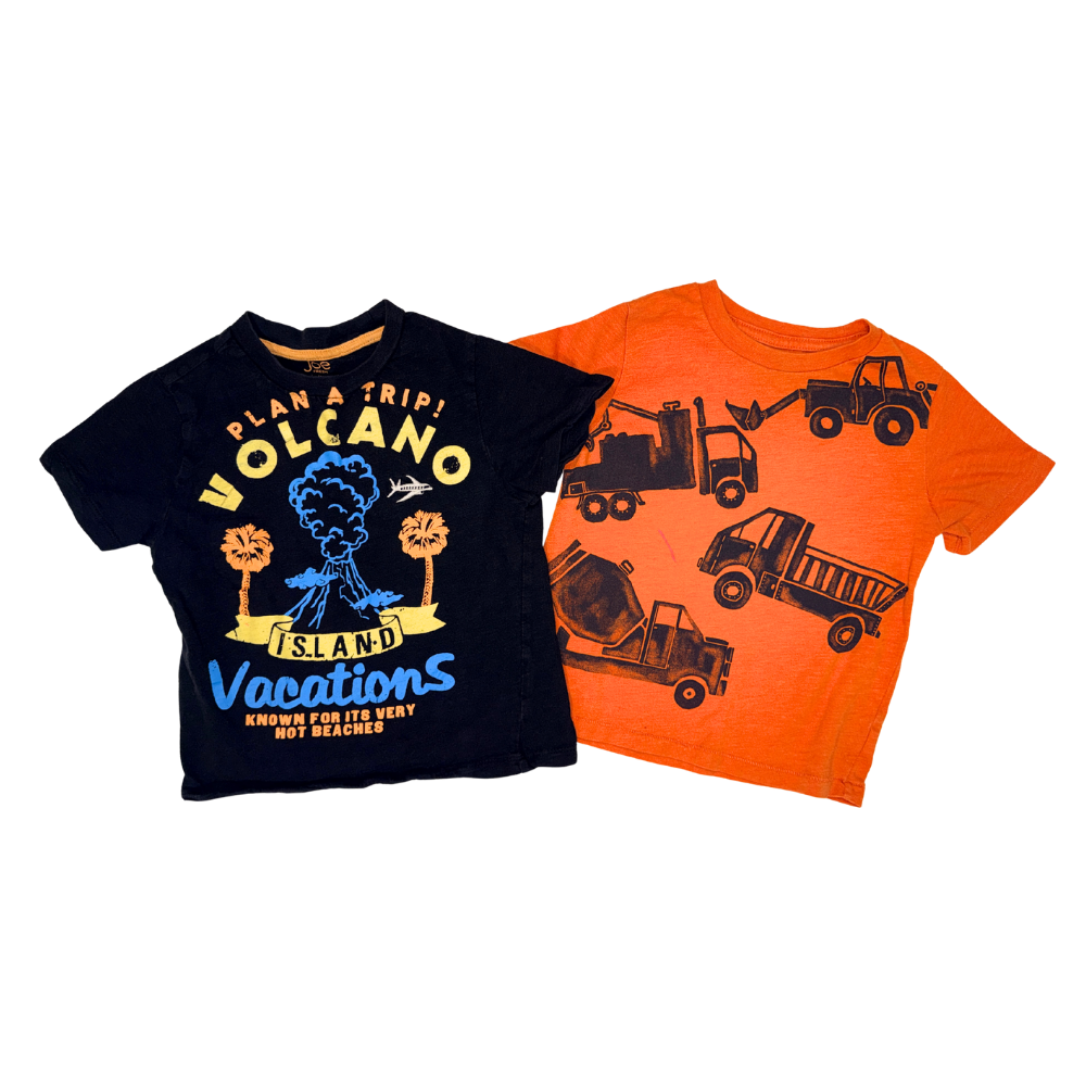 Set of 2 short-sleeve t-shirts | Orange & black | 3T