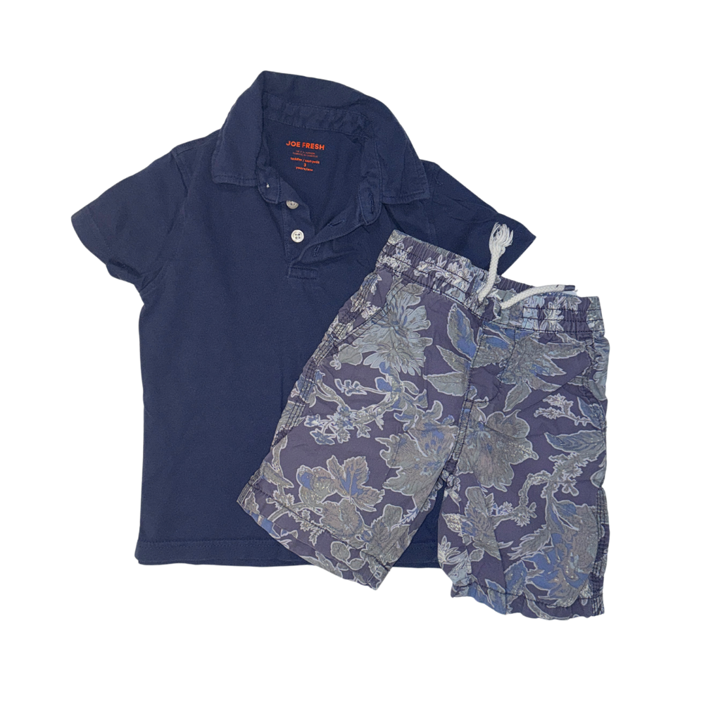 Set of blue polo & shorts | 3T