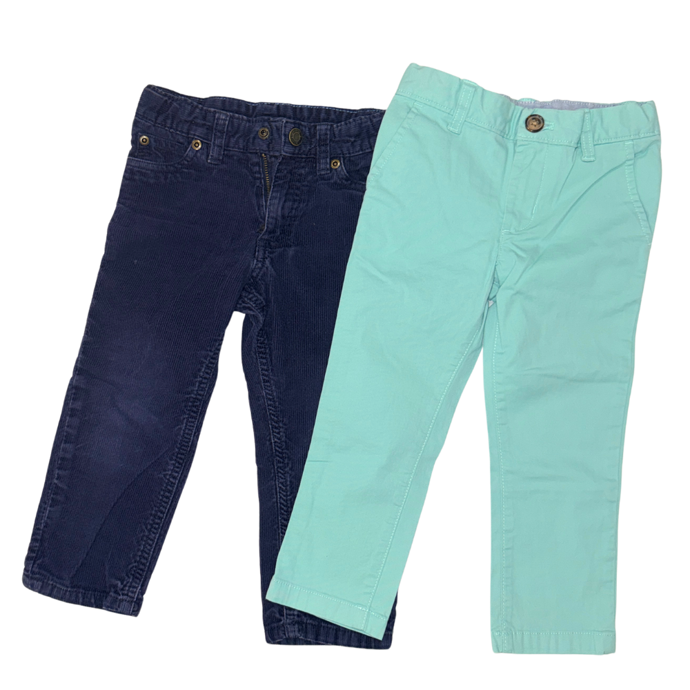 Set of 2 Carter's pants | Aqua & navy | 3T