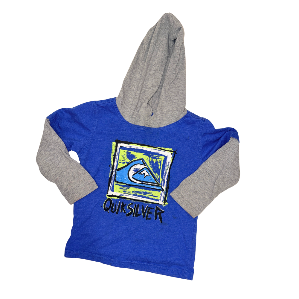 Blue long-sleeve t-shirt with a hoodie | 3T