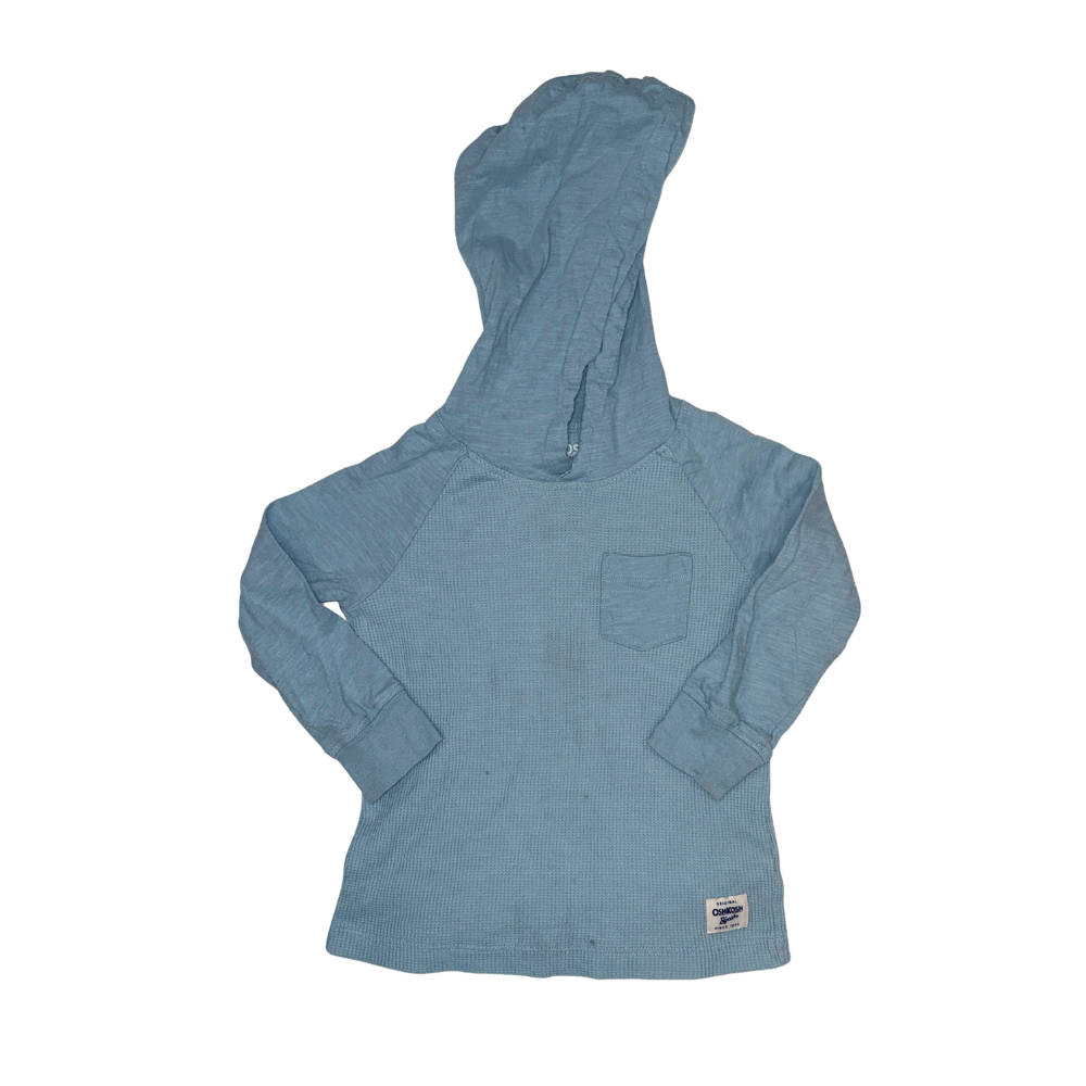 Henley long-sleeve t-shirts with hoodie | Brown, Blue | 3T