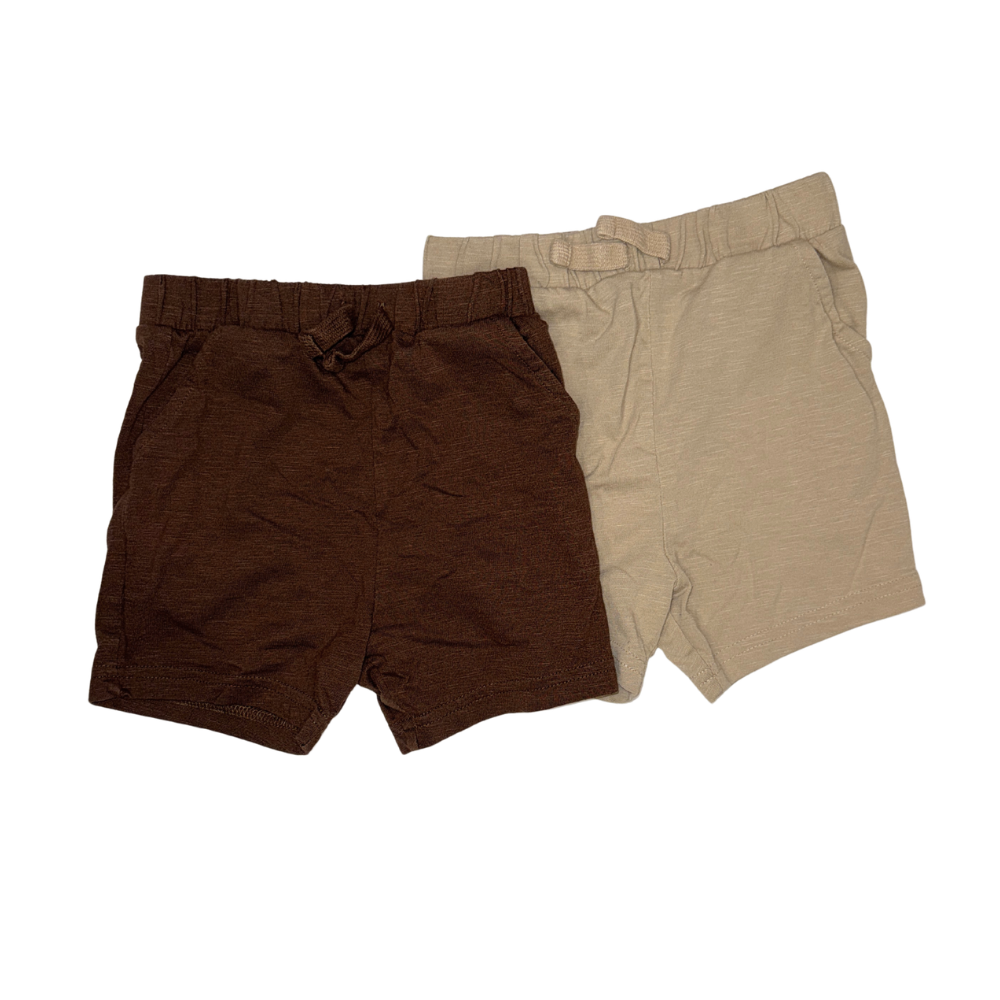 Set of 2 (60%) cotton shorts | Brown & beige | 3T