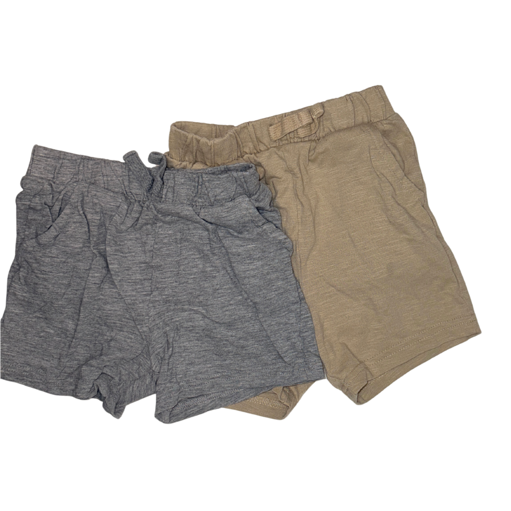 Set of 2 (60%) cotton shorts | Brown & beige | 3T