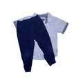 Set of 2 items | Plaid blue shirt & navy blue pants | 3T