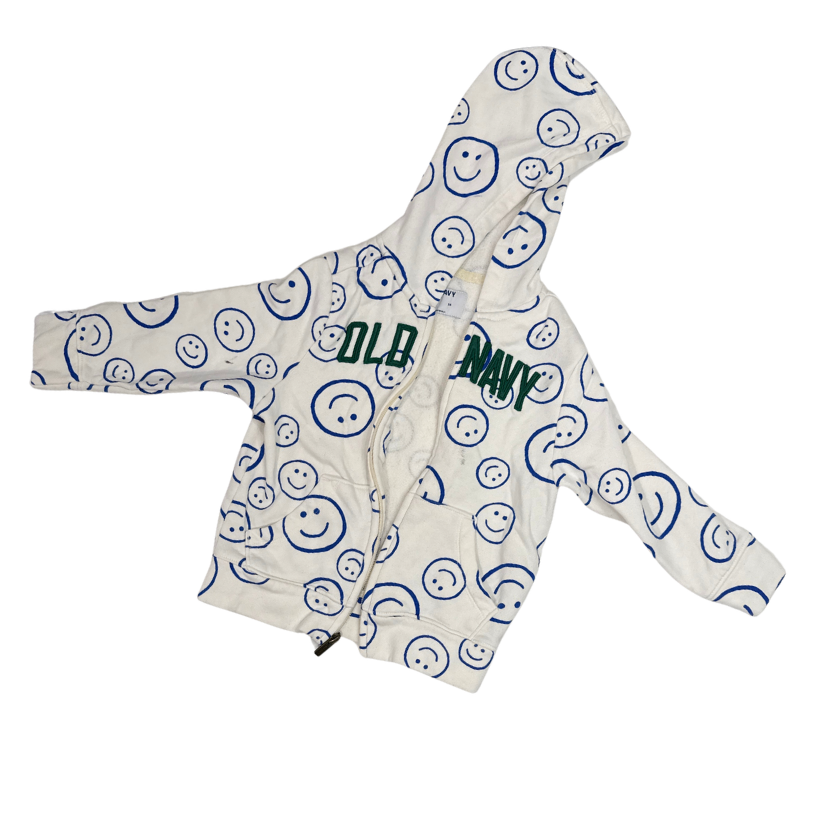 Old Navy | Smiley Face Hoodie | White | 3T