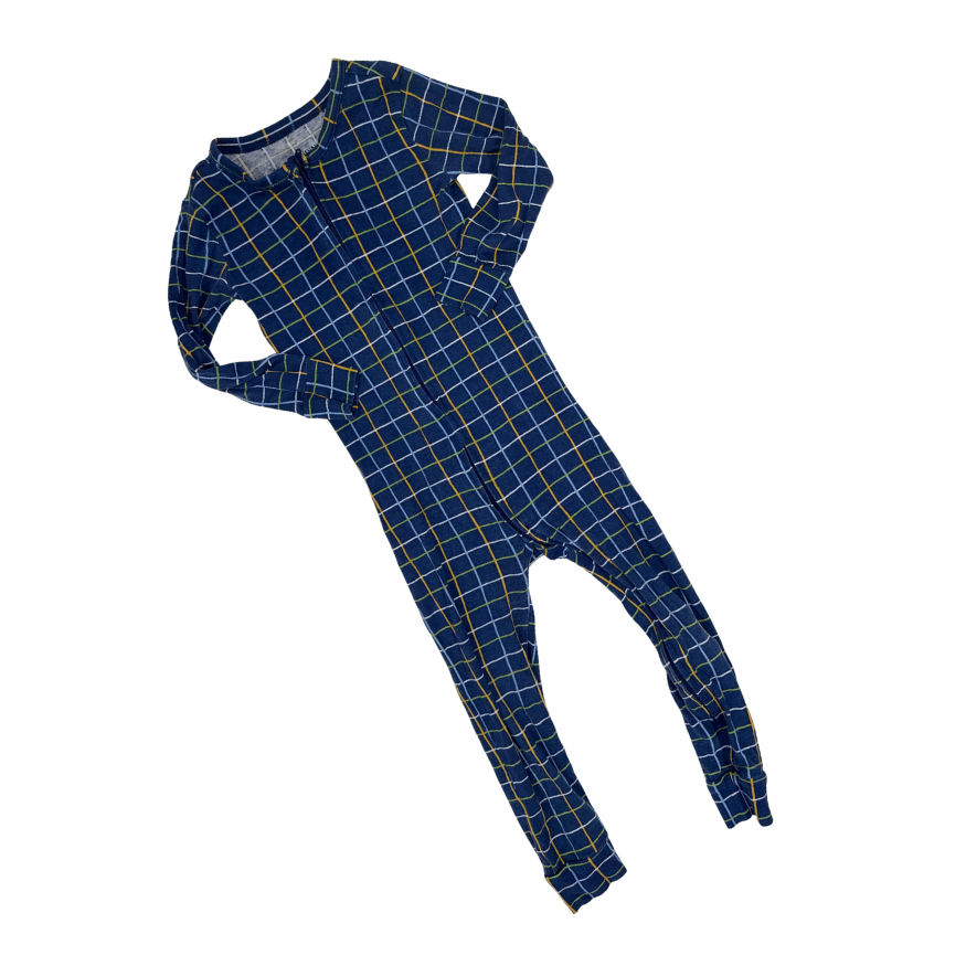 Old Navy |  Grid Pattern Pajama | Navy Blue With Yellow & Green | 3T