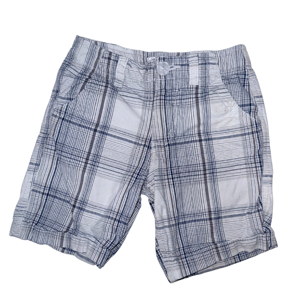 Plaid grey & navy blue shorts | 4T