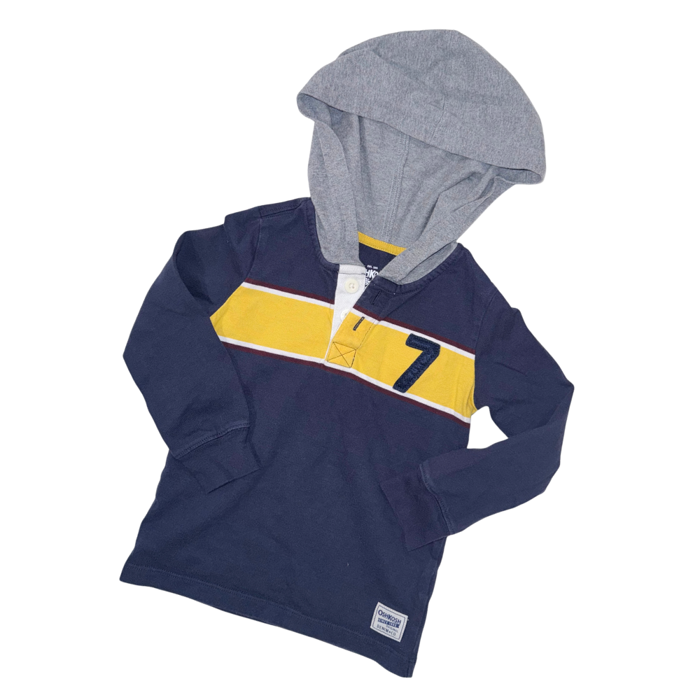 Navy long-sleeve hooded t-shirt | 4T