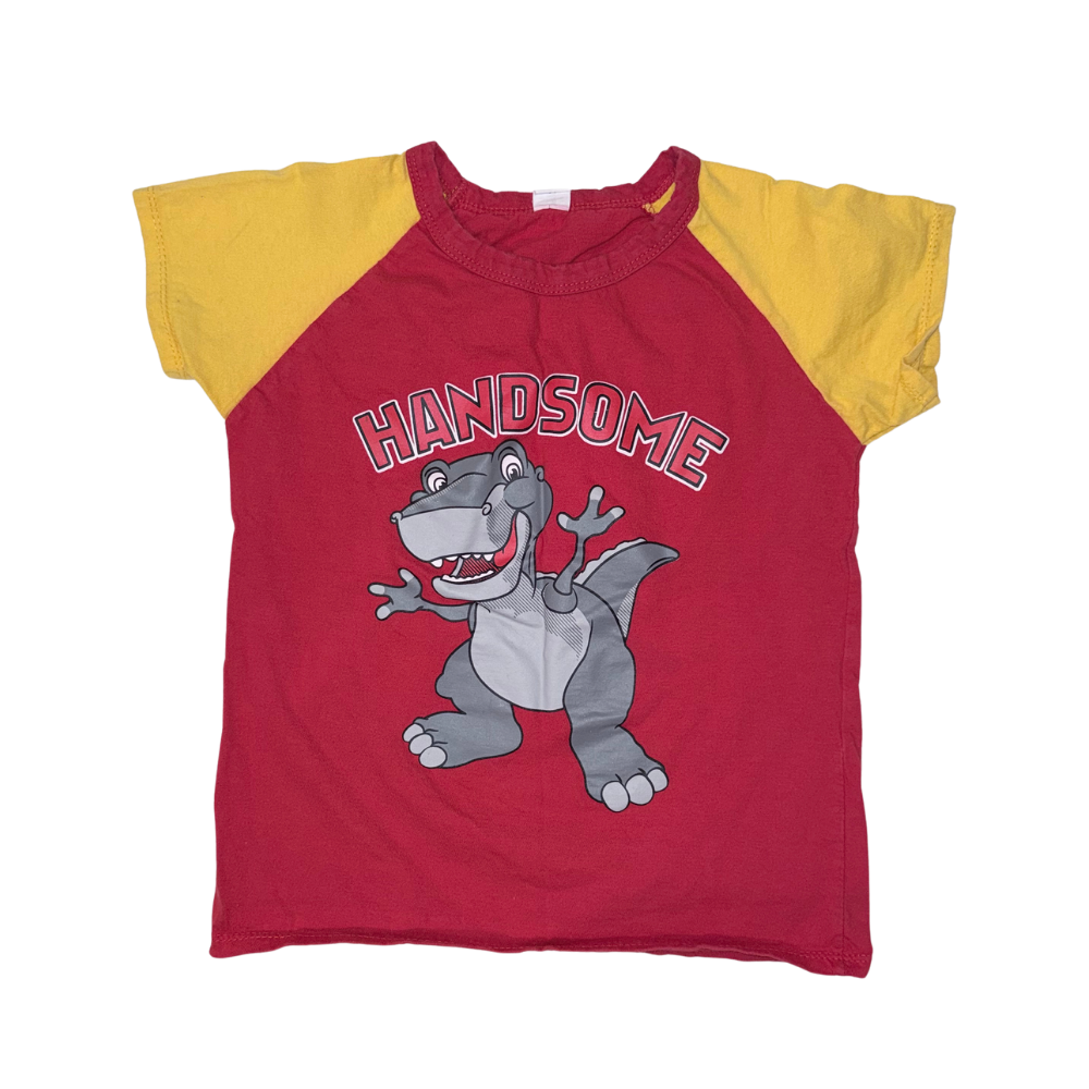 Red & yellow handsome dino short-sleeve t-shirt | 4T