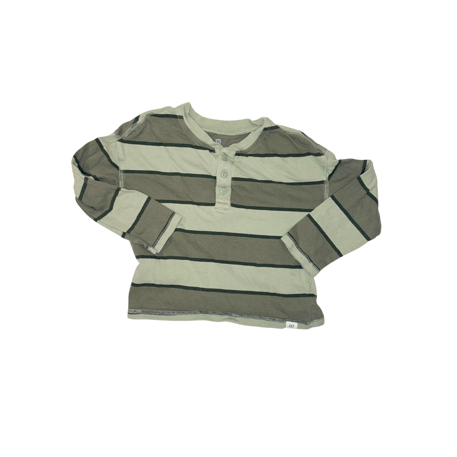 Green tones long-sleeve stripe t-shirt | 4T