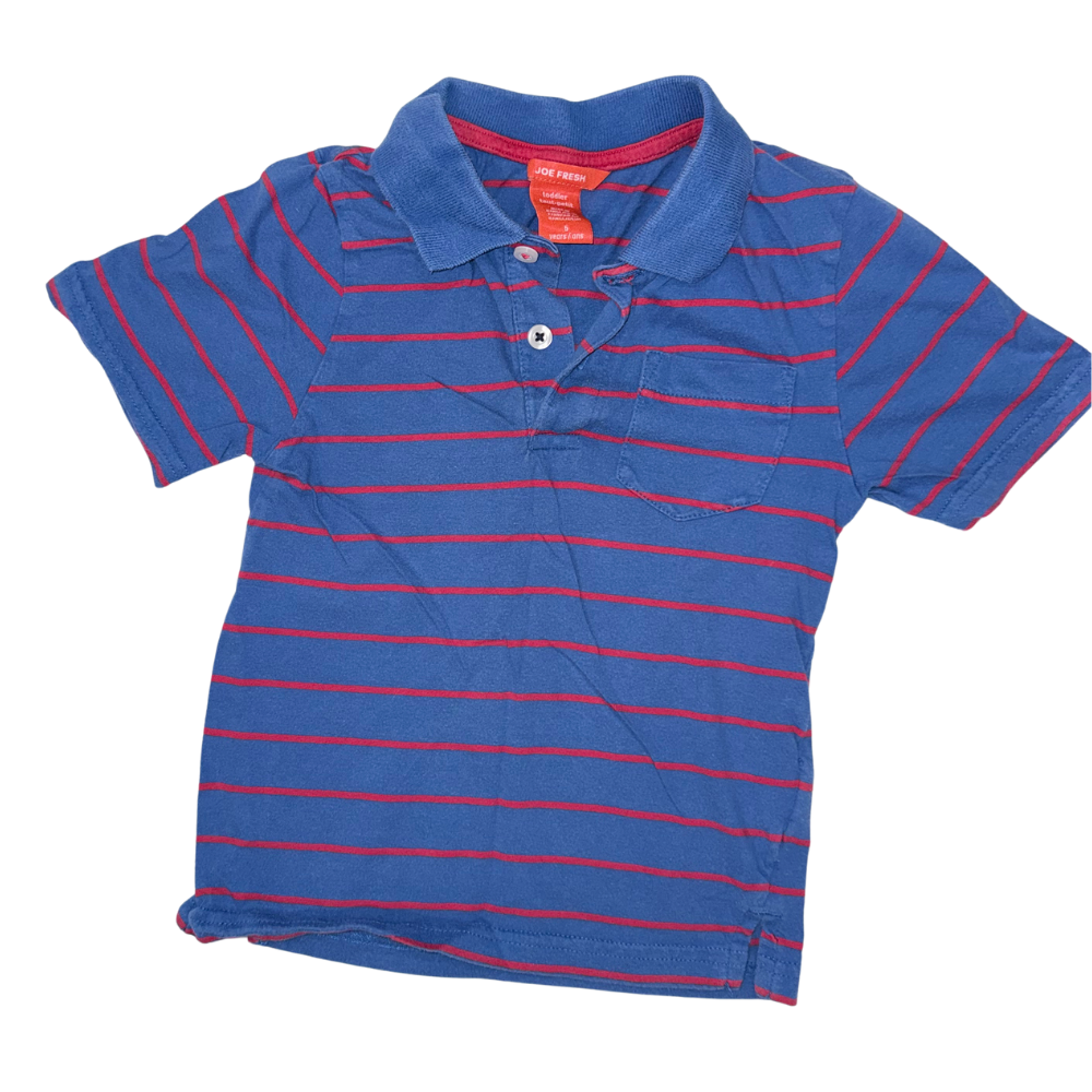 Blue & red striped short-sleeve polo t-shirt | 5T