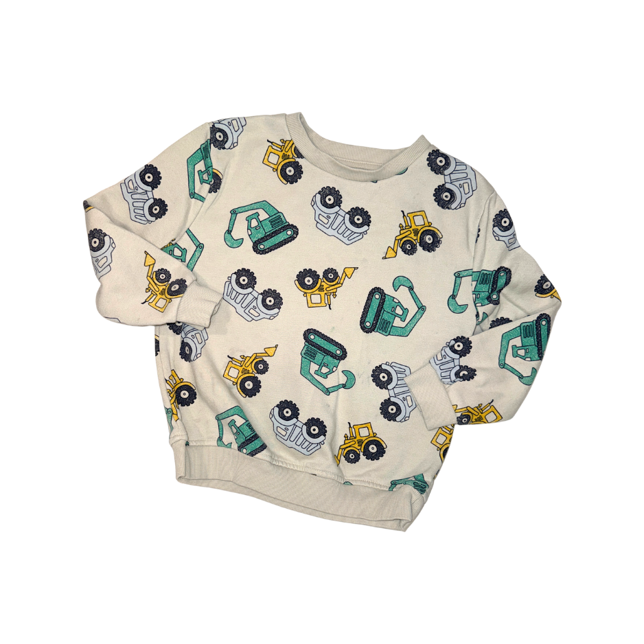 Beige sweatshirt with excavator pattern | 5T