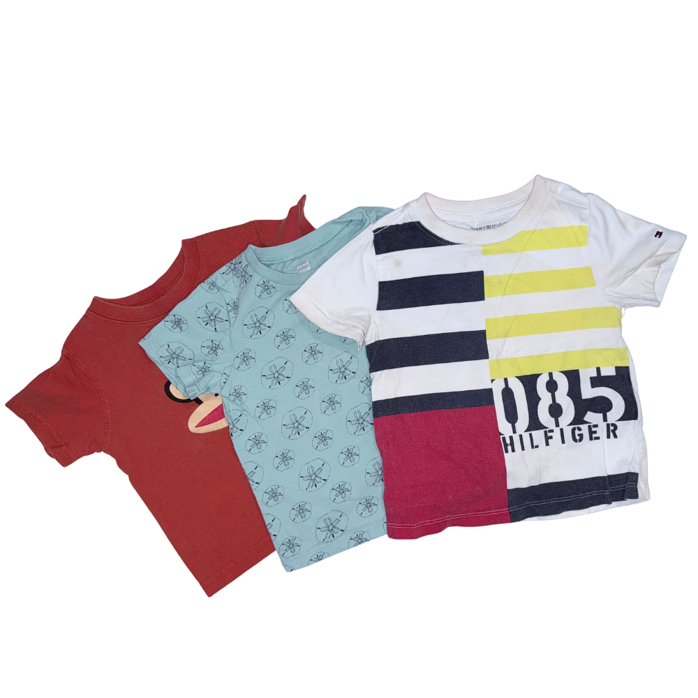Set of three t-shirts | White TH, green and orange | 18-24M