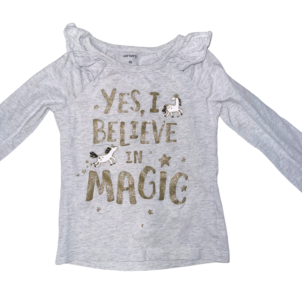 Grey long-sleeve t-shirt with gold words | 4T