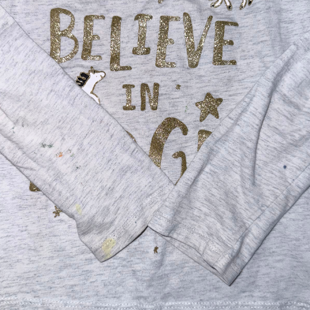 Grey long-sleeve t-shirt with gold words | 4T