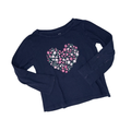 Navy long-sleeve t-shirt | Floral heart pattern | 4T