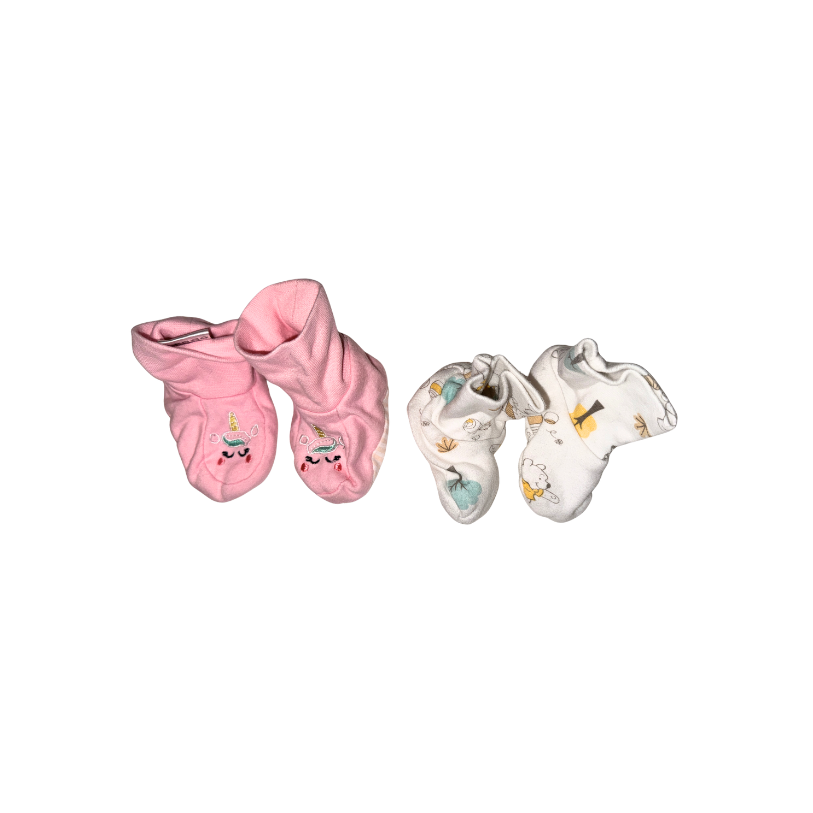 Set of 2 baby shoes/socks | Pooh Bear & Pink | NB - 3M