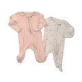 Set of 2 onesies | Pink striped & elephants pattern | NB