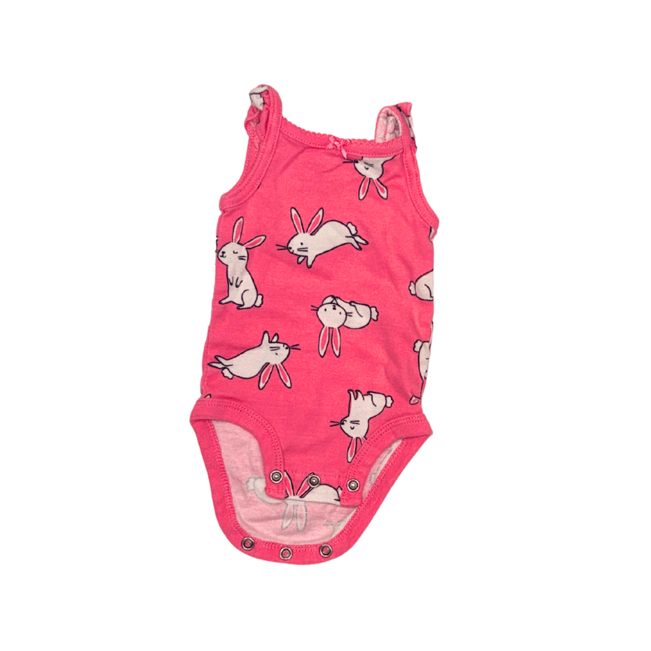 Set of pink bunny bodysuit & grey pants | NB