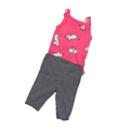 Set of pink bunny bodysuit & grey pants | NB