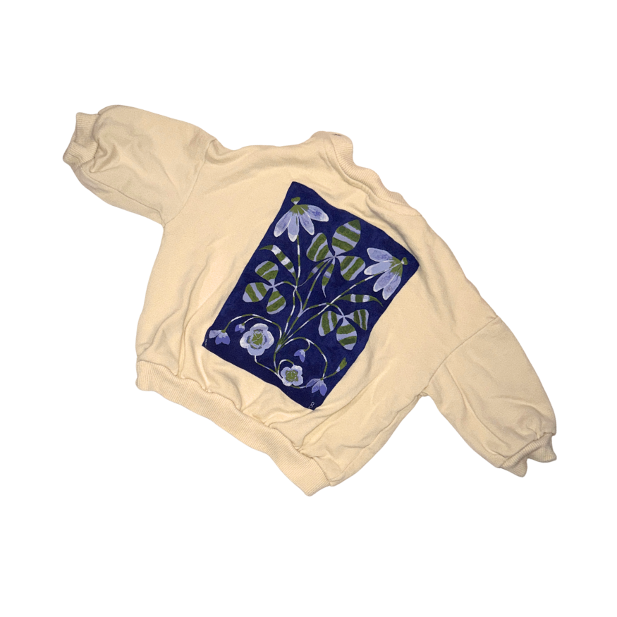Light yellow sweatshirt with pattern on the back | 2-4M