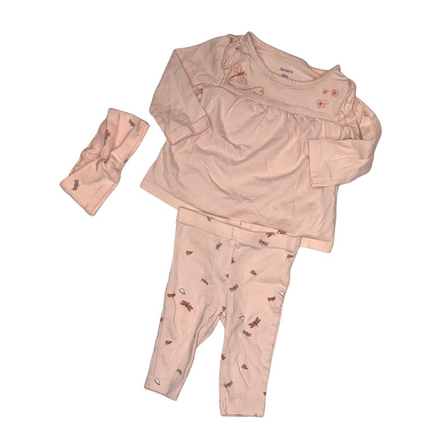 Set of butterfly pattern pants, shirt and headband | 3M