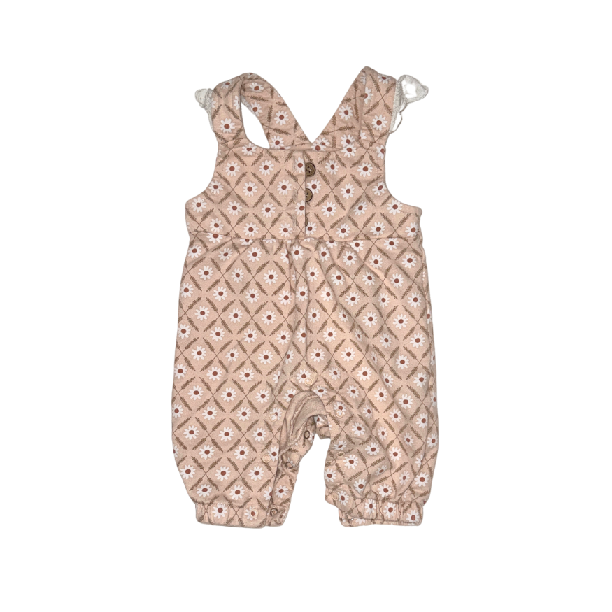 Flower patter overalls | Light pink | 0-3M