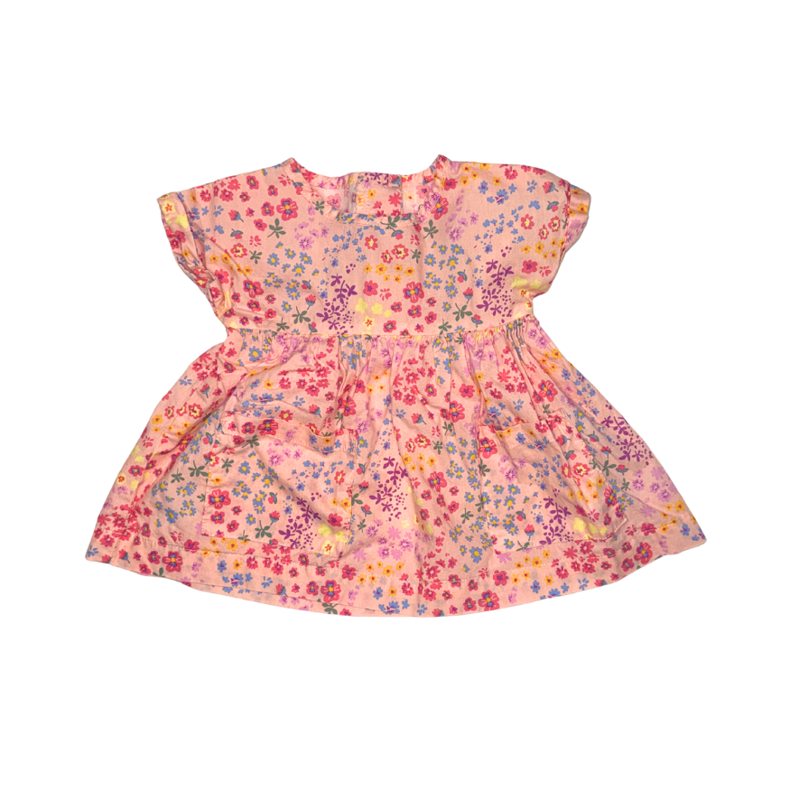 Flower pink pattern dress | 0-3M