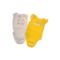 Set of 2 short-sleeve bodysuits | White & yellow | 0-3M