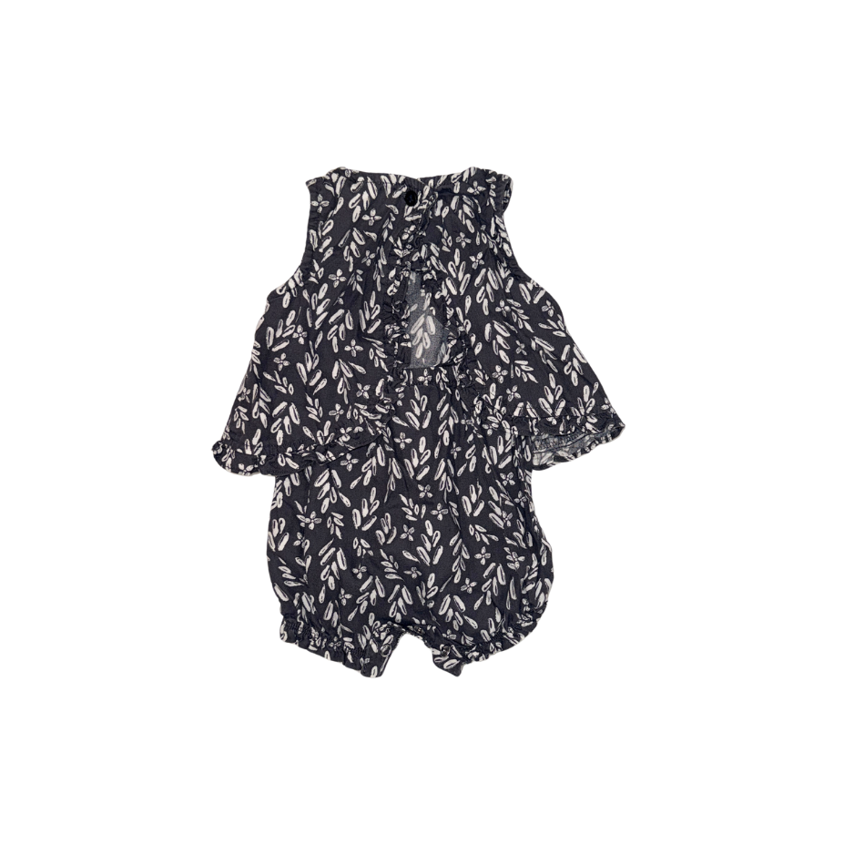 Dark grey with white pattern romper | 3M