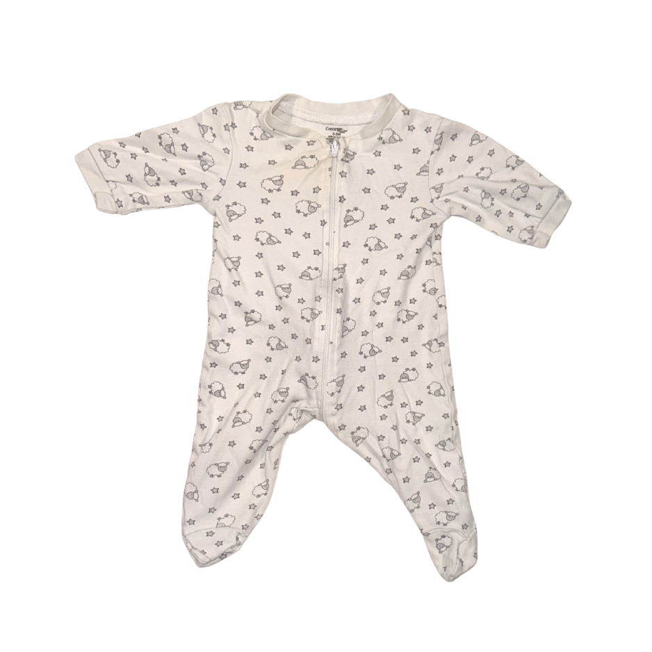 Sheep pattern white onesie | 0-3M