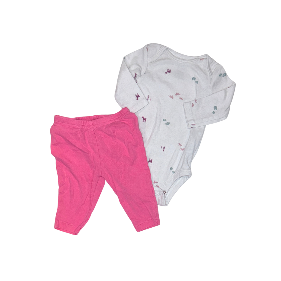 Carter's Animal Print Bodysuit & Pink Ruffle Pants Set | Girls 0-3M