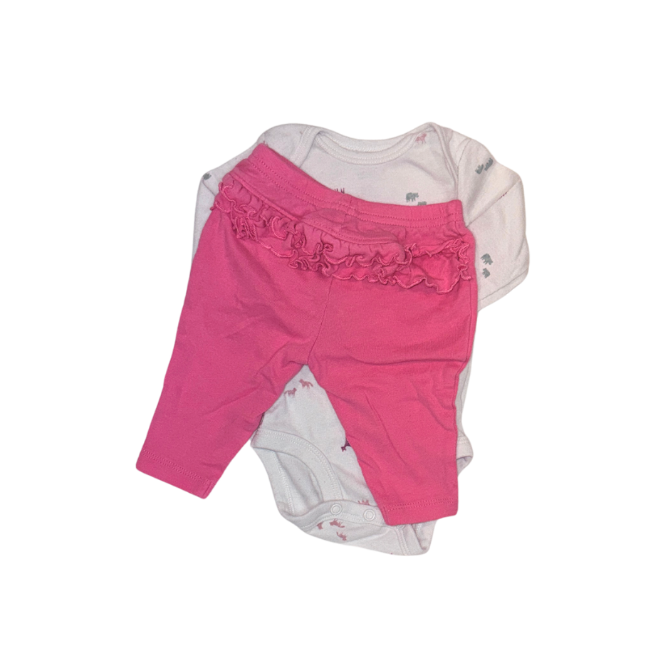 Carter's Animal Print Bodysuit & Pink Ruffle Pants Set | Girls 0-3M