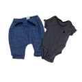 Multi Brands | Set Of 2 Bodysuit & Pants | Blue Jeans, and Black & White Striped Bodysuit  | 3M