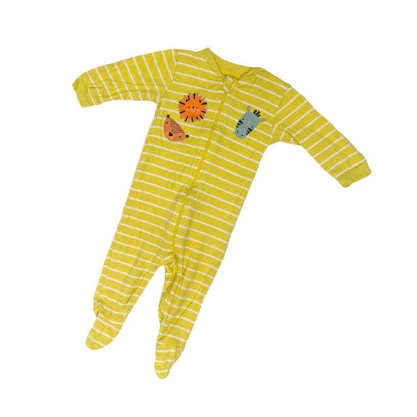 George | Yellow Striped Onesie | Lion & Zebra drawing | 3M