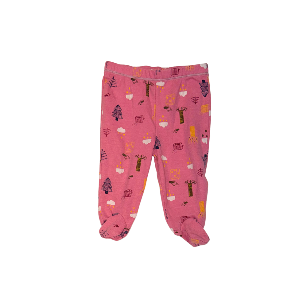 Footed pink nature pattern pants | 6M