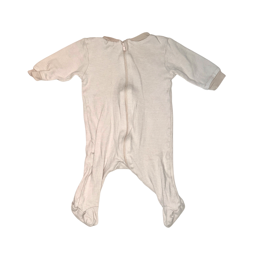 Yellow beige striped onesie | 3-6M