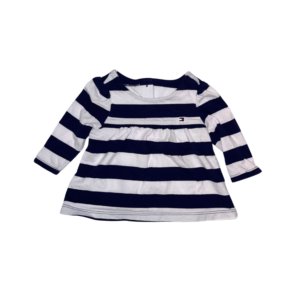 Blue navy & white stripes long-sleeve t-shirt TH | 3-6M