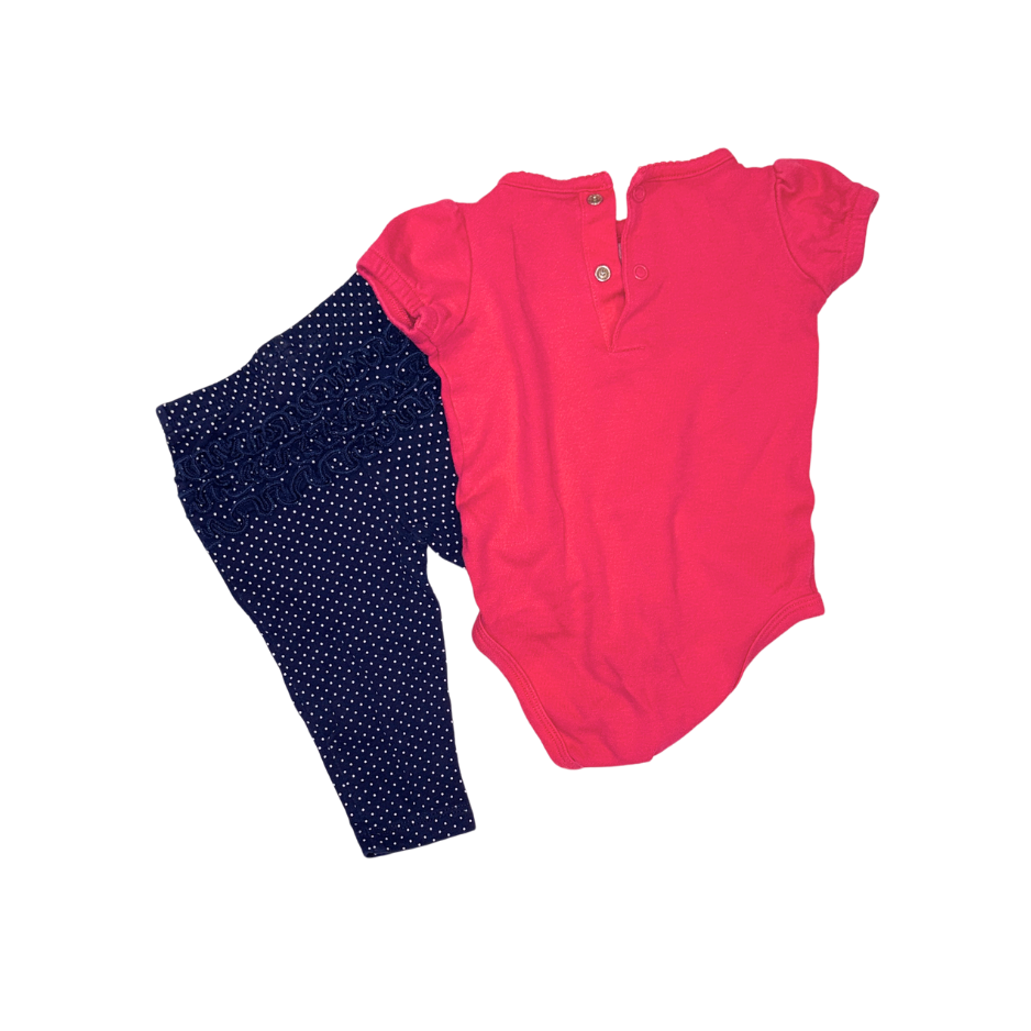 Carter's Girls' Bodysuit & Ruffle Pants Set | Pink & Polka Dot | 3-6M