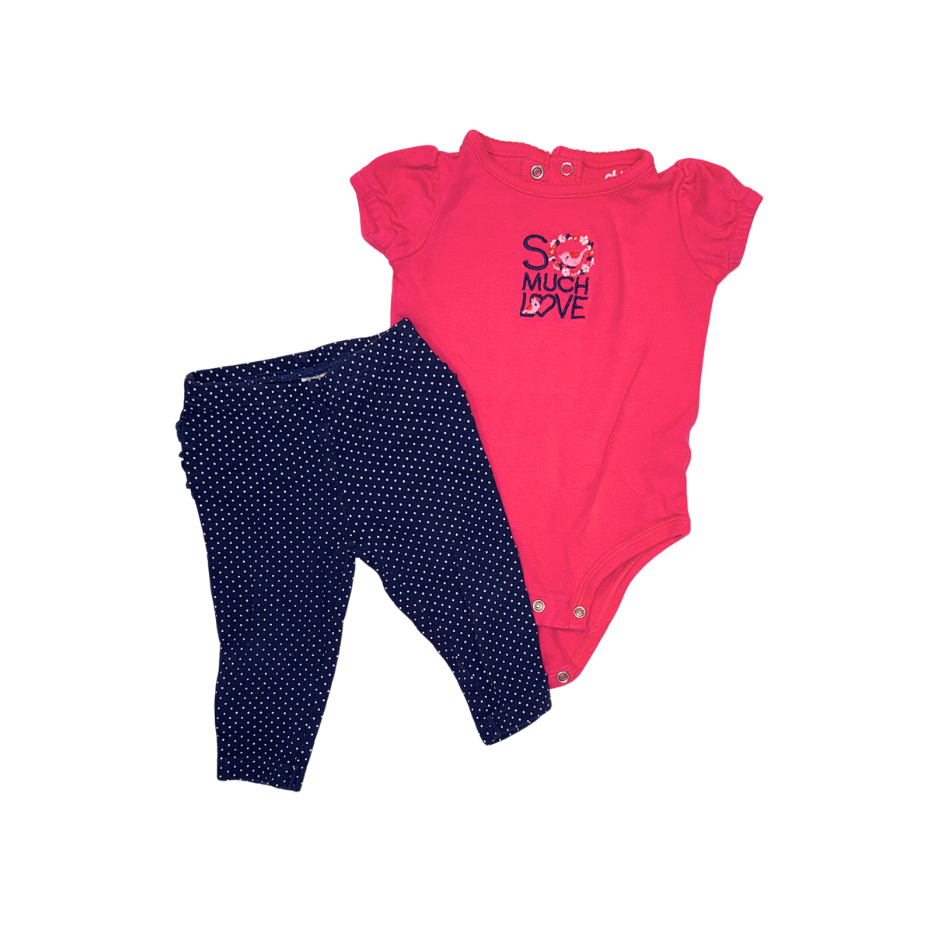 Carter's Girls' Bodysuit & Ruffle Pants Set | Pink & Polka Dot | 3-6M