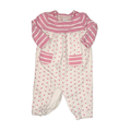 Pink and white onesie | Stripes with polka dots | 6-12M