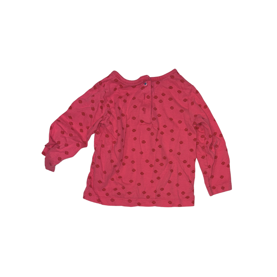 Pink with dots long-sleeve t-shirt | 6-9M
